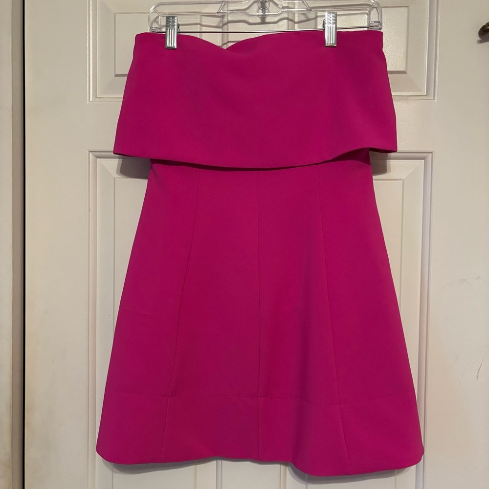 Strapless pink mini dress